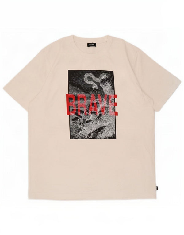 Diesel Mens Graphic T-Shirt Top Large White Cotton