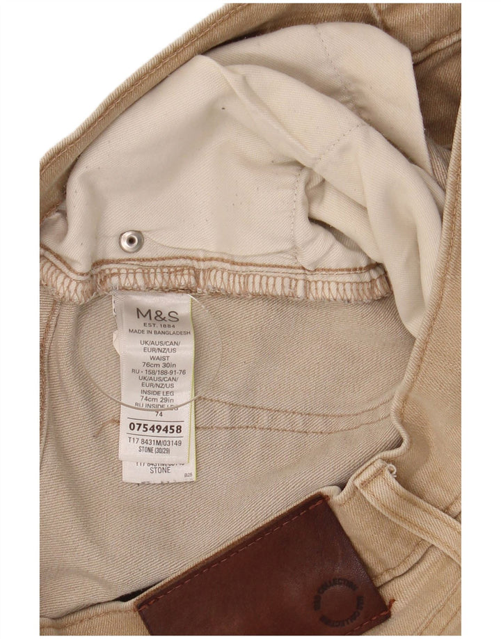 Marks & Spencer Mens Regular Fit Straight Jeans W30 L29 Beige Cotton