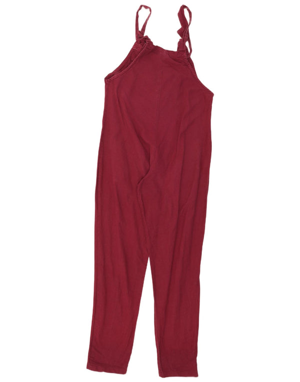 Lucy & Yak Womens Sleeveless Jumpsuit UK 12 Medium Burgundy Cotton