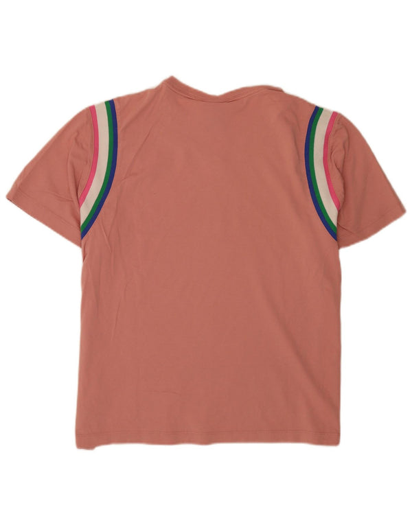 Nike Womens T-Shirt Top UK 18 XL Pink Striped Cotton