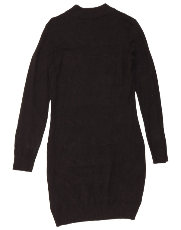 Guess Womens Graphic Jumper Dress UK 12 Medium Black Viscose