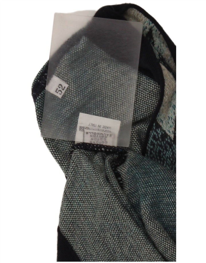 Vintage Womens Knit Waistcoat IT 52 2XL Blue Chevron Cotton