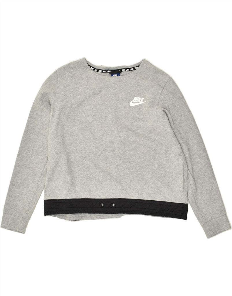 NIKE Womens Crop Sweatshirt Jumper UK 18 XL Grey Cotton | Vintage Nike | Thrift | Second-Hand Nike | Used Clothing | Messina Hembry 