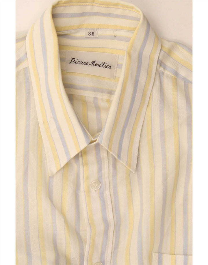 Vintage Mens Shirt Size 39 Medium Yellow Striped