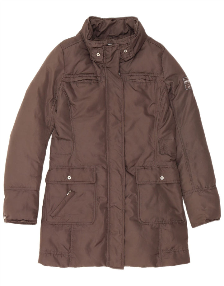 Champion Womens Hooded Padded Coat UK 10 Small Brown Polyester