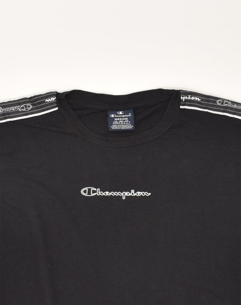 CHAMPION Mens T-Shirt Top Medium Black Cotton | Vintage Champion | Thrift | Second-Hand Champion | Used Clothing | Messina Hembry 