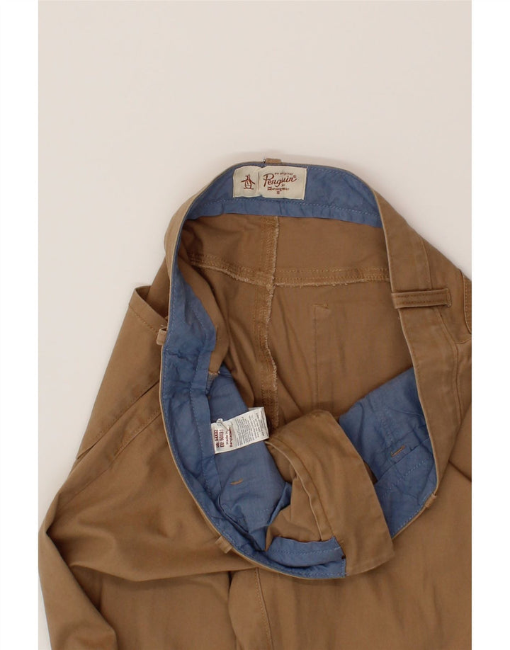 PENGUIN Mens Slim Casual Trousers W34 L32 Brown Cotton Vintage Penguin and Second-Hand Penguin from Messina Hembry 