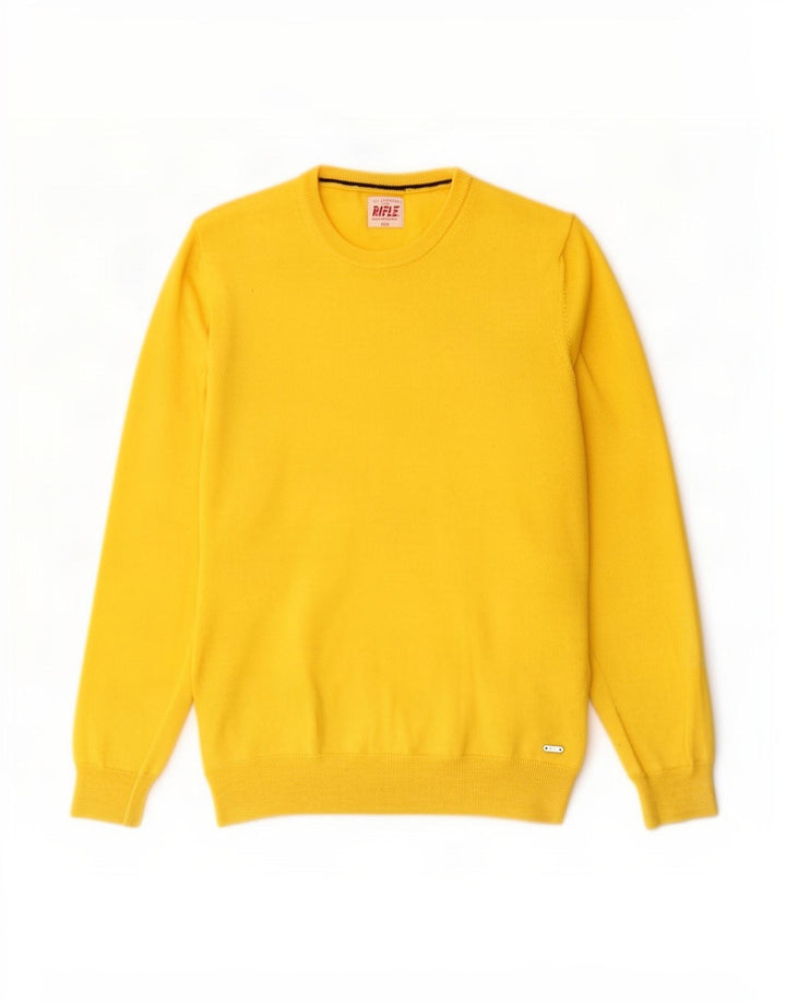 Rifle Mens Crew Neck Jumper Sweater Medium Yellow Acrylic