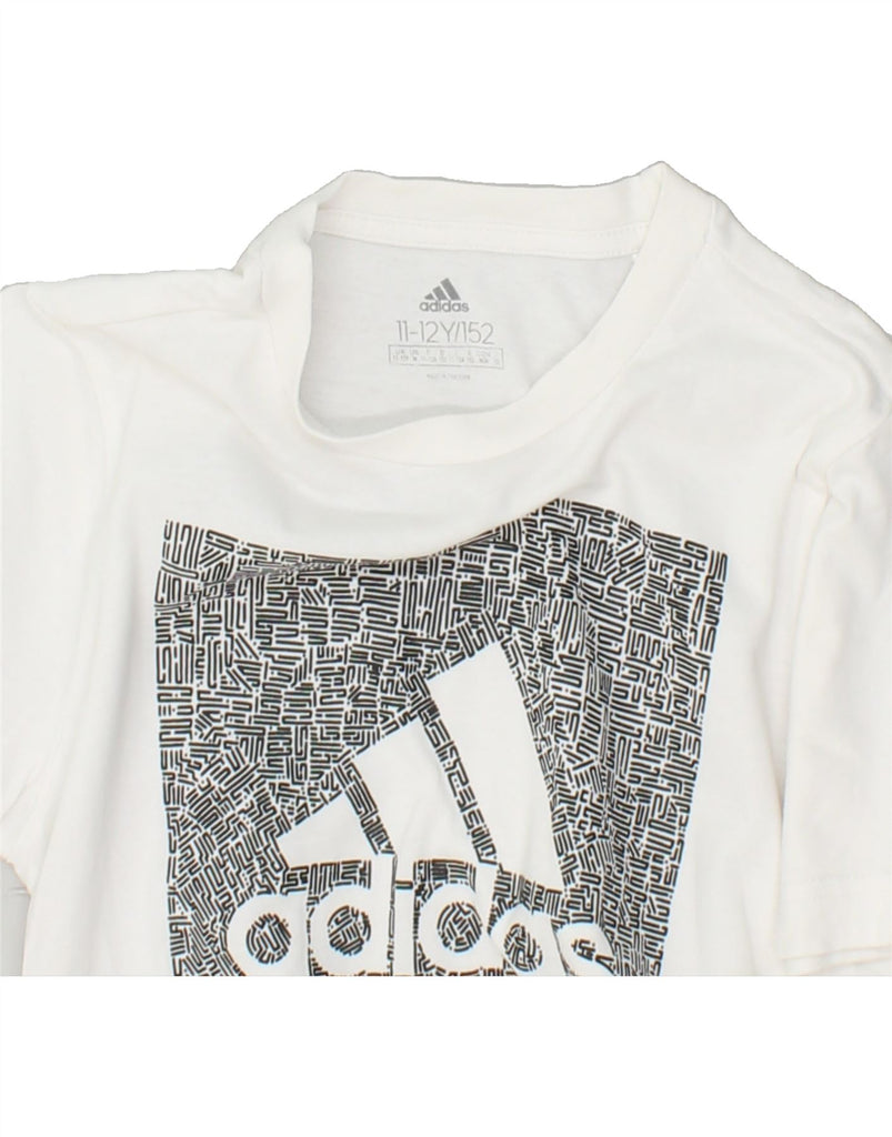 ADIDAS Girls Graphic T-Shirt Top 11-12 Years White Cotton | Vintage Adidas | Thrift | Second-Hand Adidas | Used Clothing | Messina Hembry 