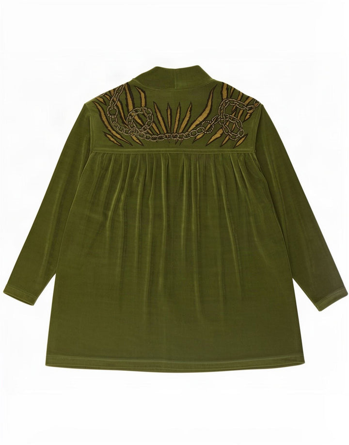 Piccadilly Womens Oversized Abstract Pattern Shirt Blouse UK 10 Small Green