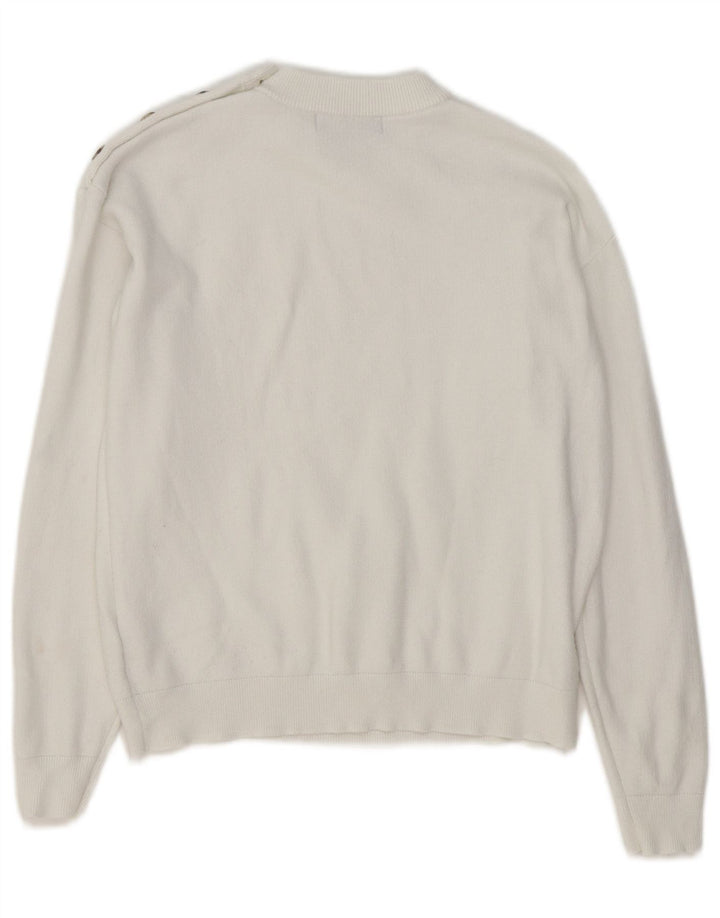 Marks & Spencer Womens Crew Neck Jumper Sweater UK 10 Small White Viscose