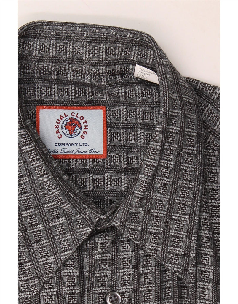 VINTAGE Mens Shirt XL Grey Check Cotton Vintage Vintage and Second-Hand Vintage from Messina Hembry 