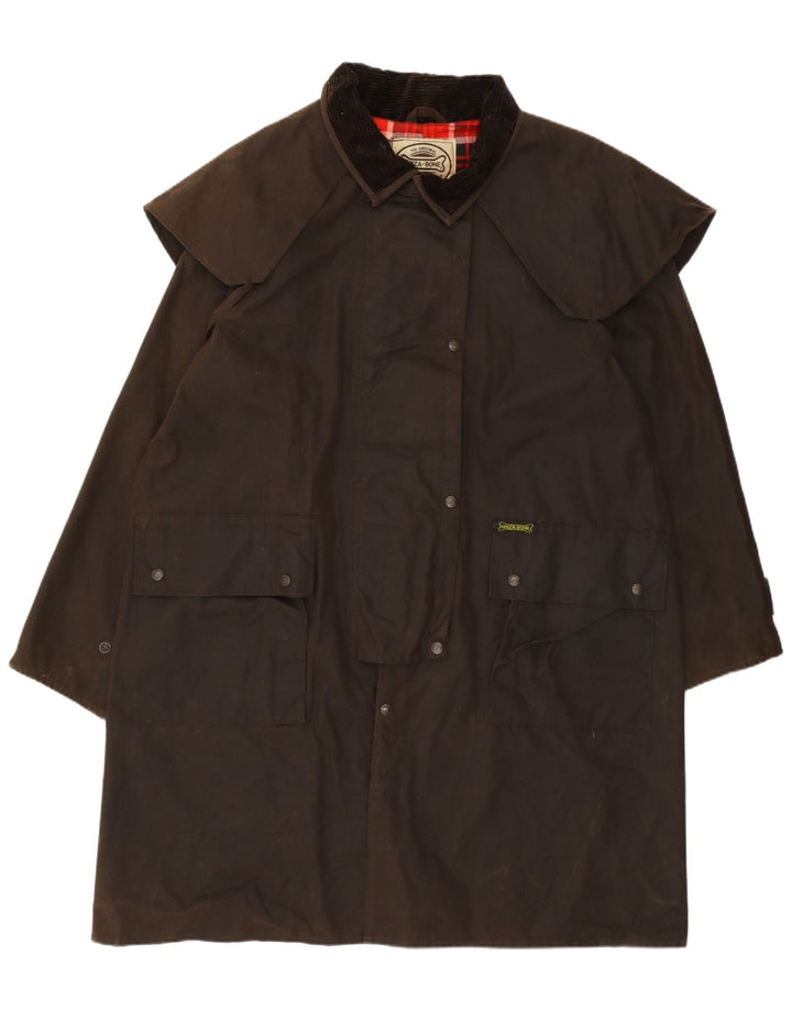 DRIZA - BONE  Mens Waxed Cotton Trench Coat UK 42 XL Brown Cotton