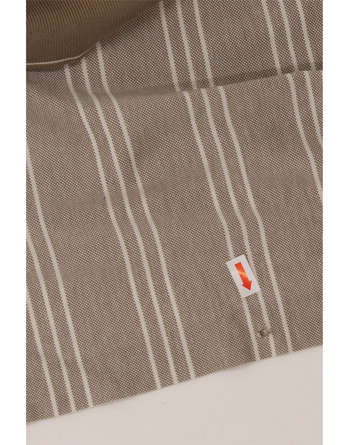 NIKE Mens Polo Shirt UK 39/41 Medium Beige Striped