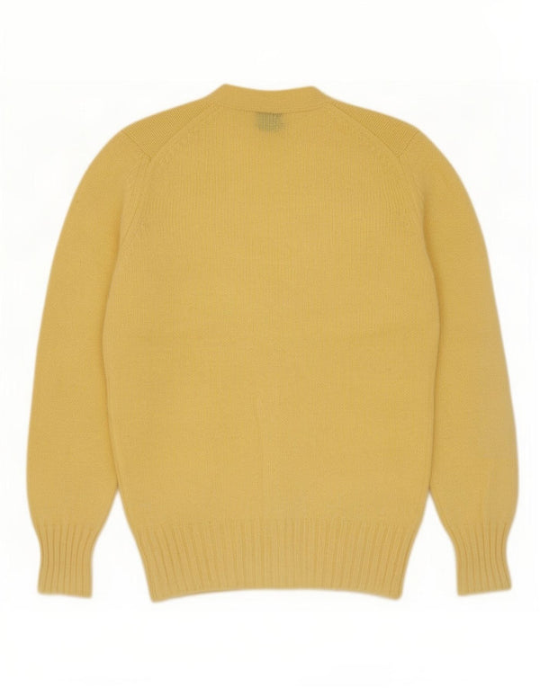 Vintage Mens Cardigan Sweater Small Yellow Virgin Wool