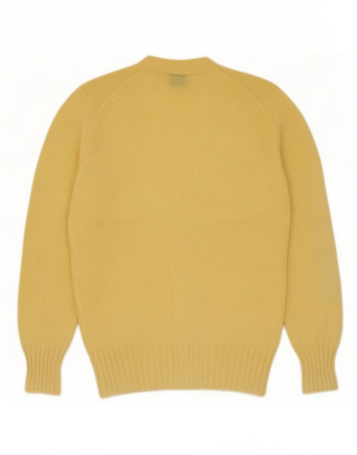 Vintage Mens Cardigan Sweater Small Yellow Virgin Wool