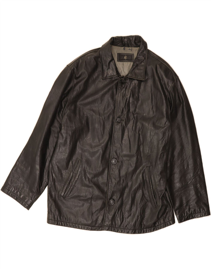 VINTAGE Mens Leather Jacket IT 54 2XL Black Leather Vintage Vintage and Second-Hand Vintage from Messina Hembry 