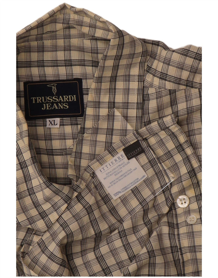 TRUSSARDI JEANS Mens Ittierre Shirt XL Grey Check Cotton