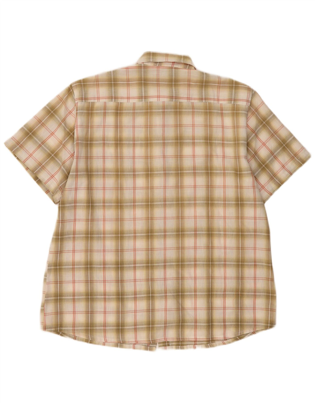 Vintage Mens Short Sleeve Shirt 2XL Beige Check