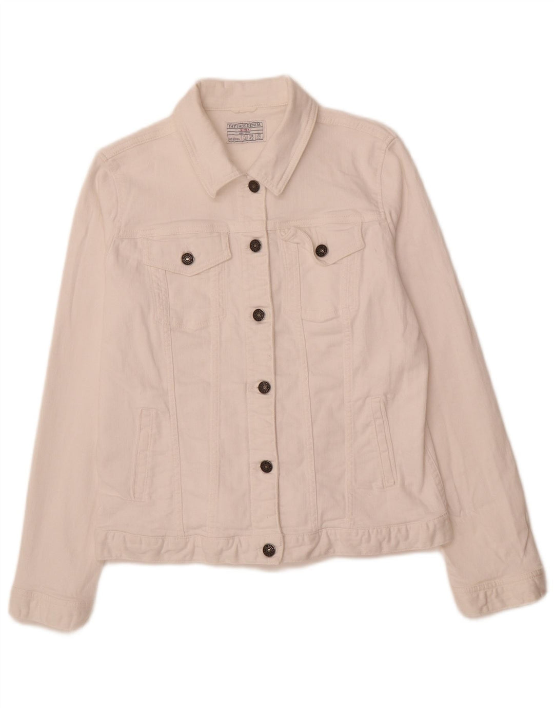 FAT FACE Womens Denim Jacket UK 14 Large White Cotton