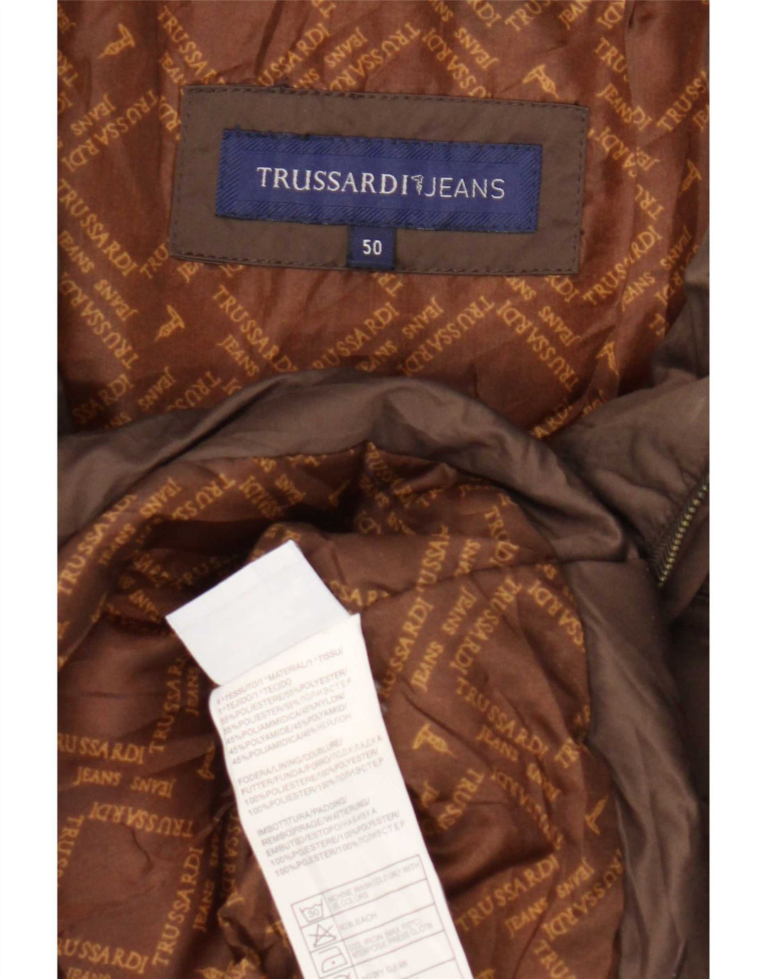 Trussardi Jeans Womens Padded Jacket IT 50 XL Brown Polyester