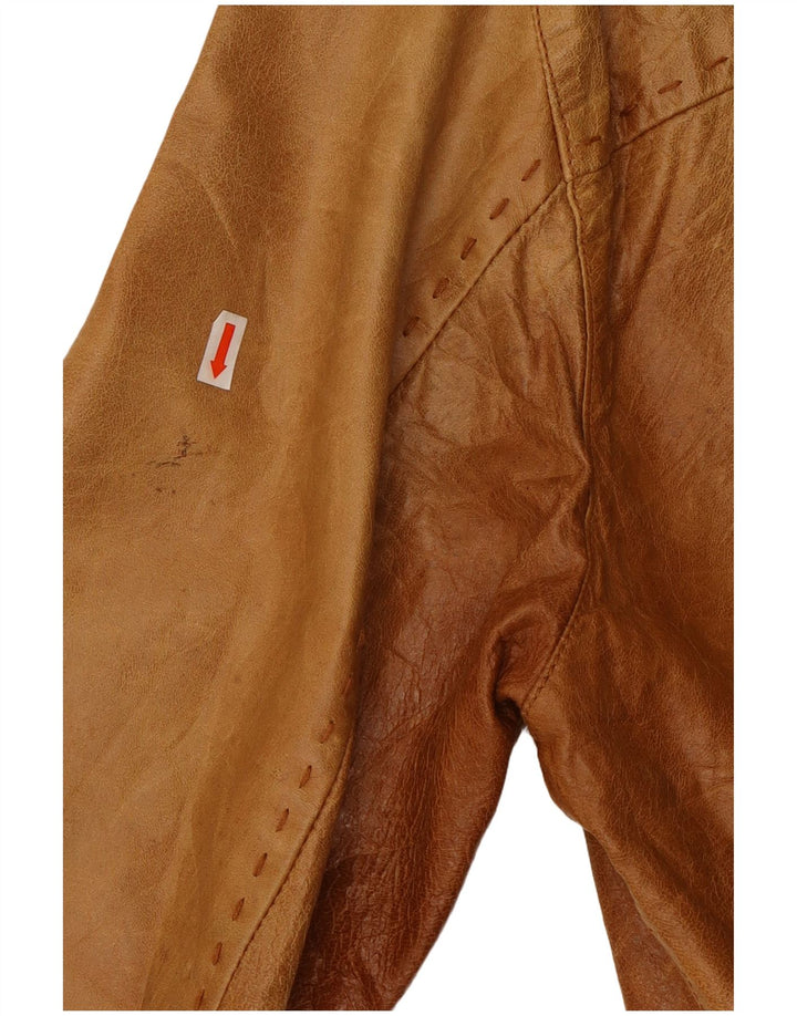 MABRUN Mens Leather Jacket IT 50 Large Brown Leather