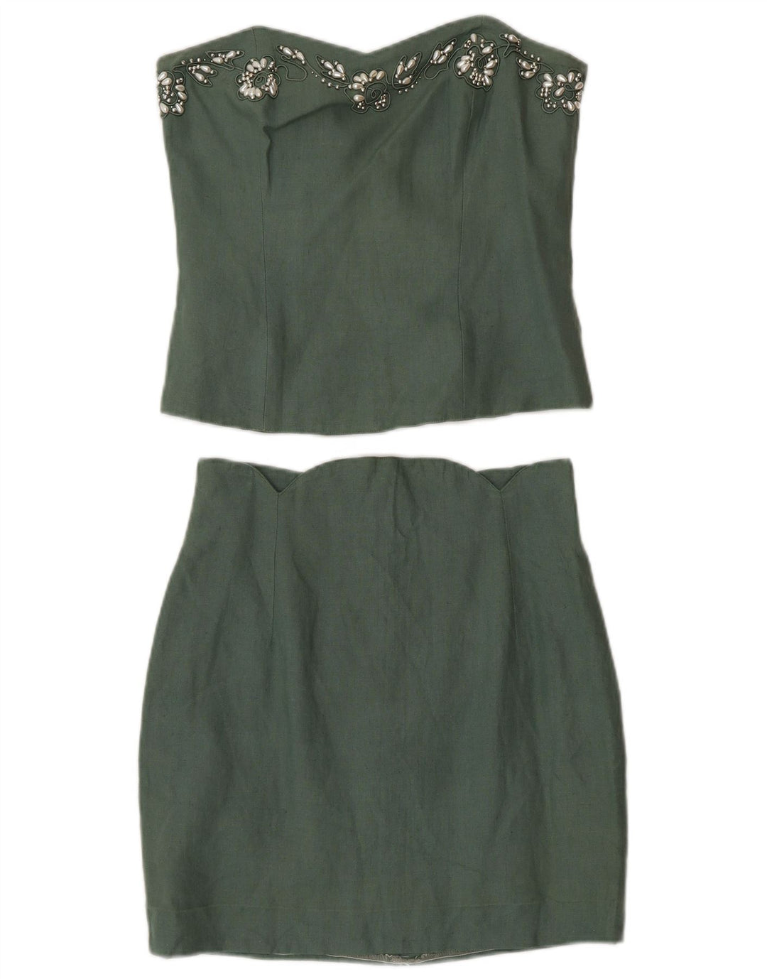 Angelo Santagostino Womens 2 Piece Skirt Set IT 44 Medium W26 Green Designe