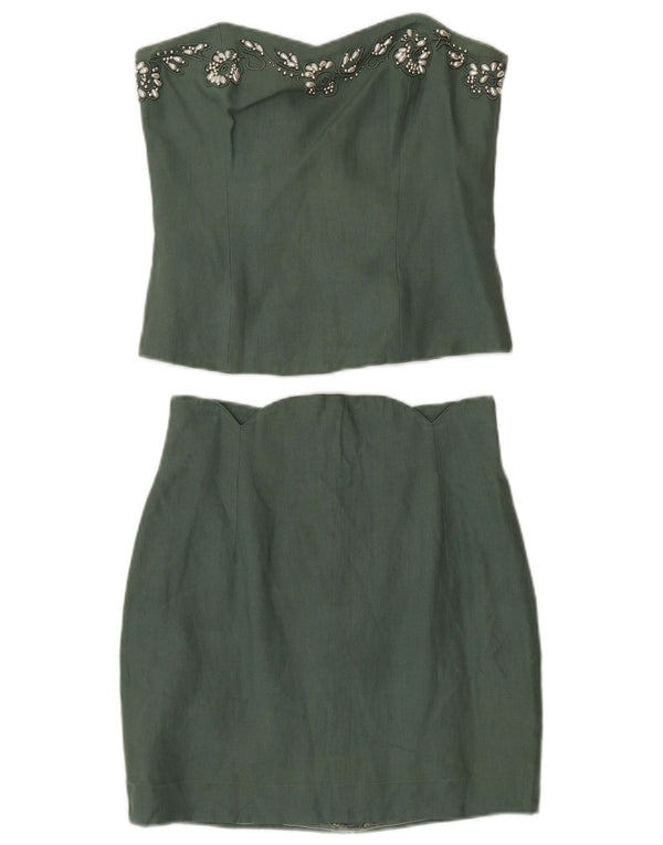 Angelo Santagostino Womens 2 Piece Skirt Set IT 44 Medium W26 Green Designe