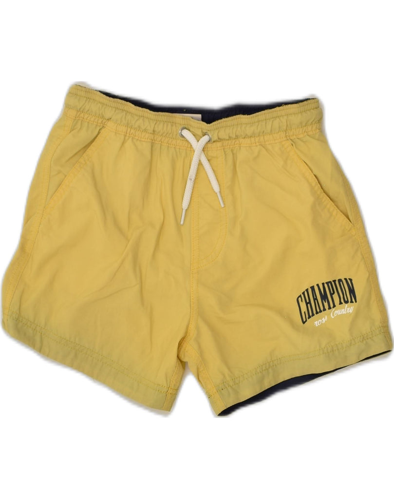 CHAMPION Boys Sport Shorts 7-8 Years Small Yellow Polyester | Vintage Champion | Thrift | Second-Hand Champion | Used Clothing | Messina Hembry 