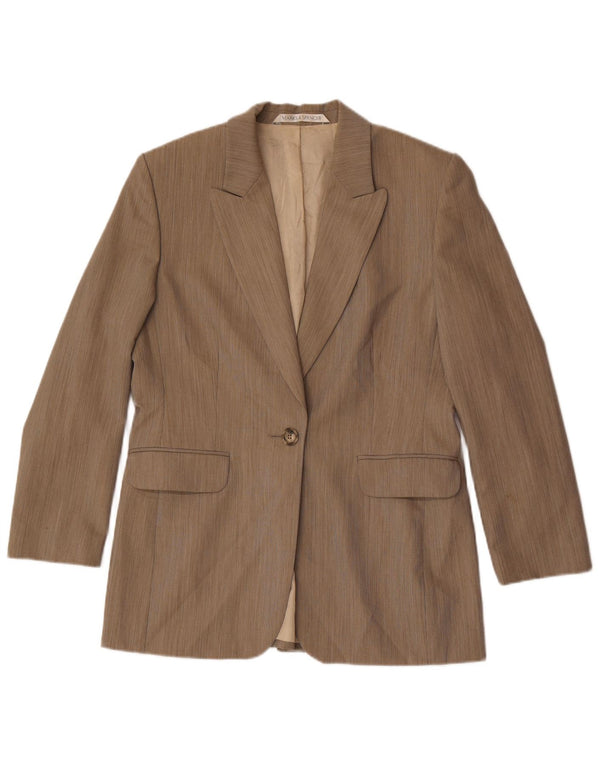 Marks & Spencer Womens 1 Button Blazer Jacket UK 14 Large Brown New Wool