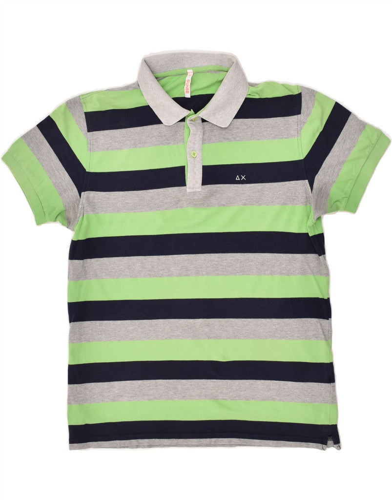 SUN68 Mens Polo Shirt XL Green Striped Cotton | Vintage Sun68 | Thrift | Second-Hand Sun68 | Used Clothing | Messina Hembry 