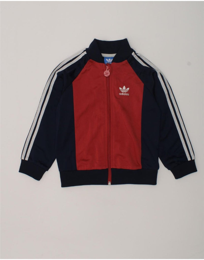 ADIDAS Boys Tracksuit Top Jacket 2-3 Years Navy Blue Colourblock Polyester | Vintage Adidas | Thrift | Second-Hand Adidas | Used Clothing | Messina Hembry 