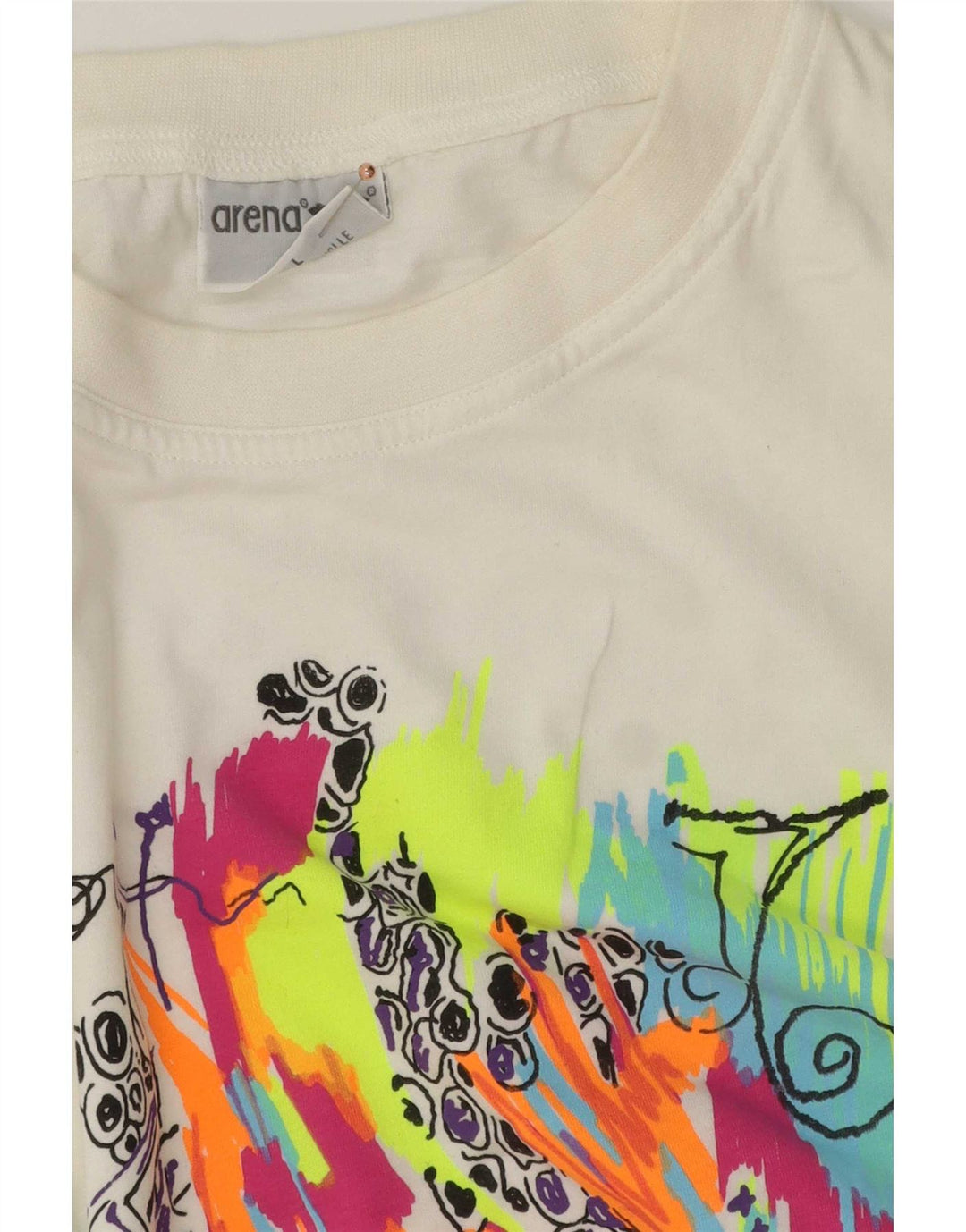 Arena Mens Graphic T-Shirt Top Large White Cotton