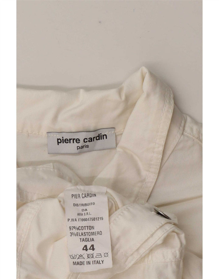 Pierre Cardin Womens Crop Denim Jacket IT 44 Medium White Cotton
