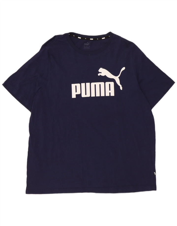 PUMA Mens Graphic T-Shirt Top 2XL Navy Blue