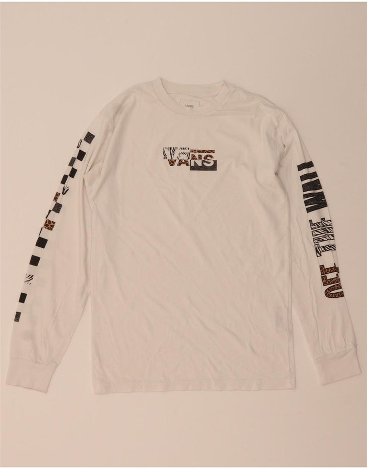VANS Mens Classic Fit Graphic Top Long Sleeve Small White Cotton