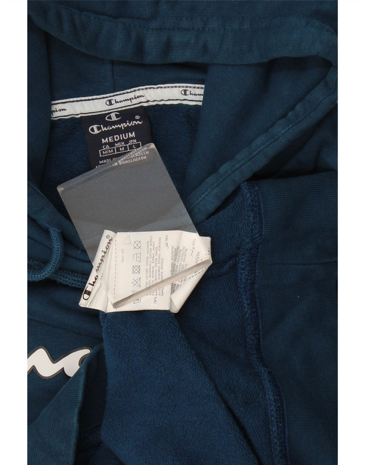 Champion Mens Graphic Hoodie Jumper Medium Navy Blue Cotton