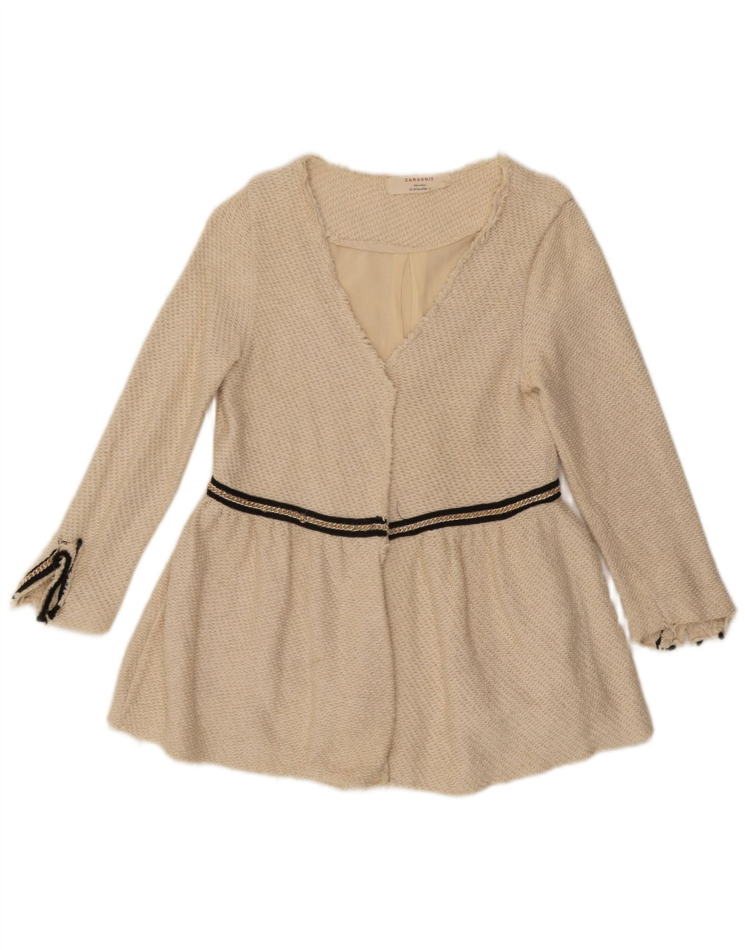 Zara Womens Open Blazer Jacket UK 12 Medium Beige Cotton