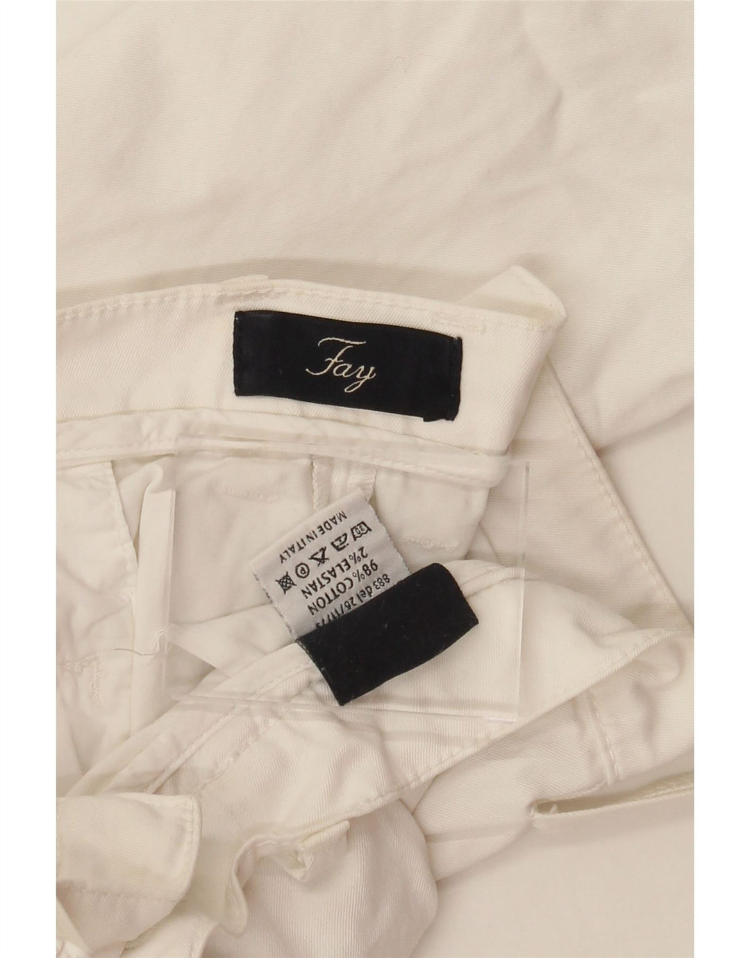 FAY Womens Straight Cropped Trousers W31 L25 White Cotton Vintage Fay and Second-Hand Fay from Messina Hembry 