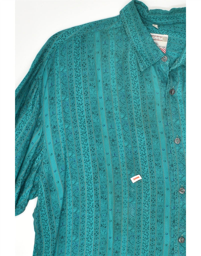 WAMPUM Mens Shirt Medium Green Striped Viscose | Vintage Wampum | Thrift | Second-Hand Wampum | Used Clothing | Messina Hembry 