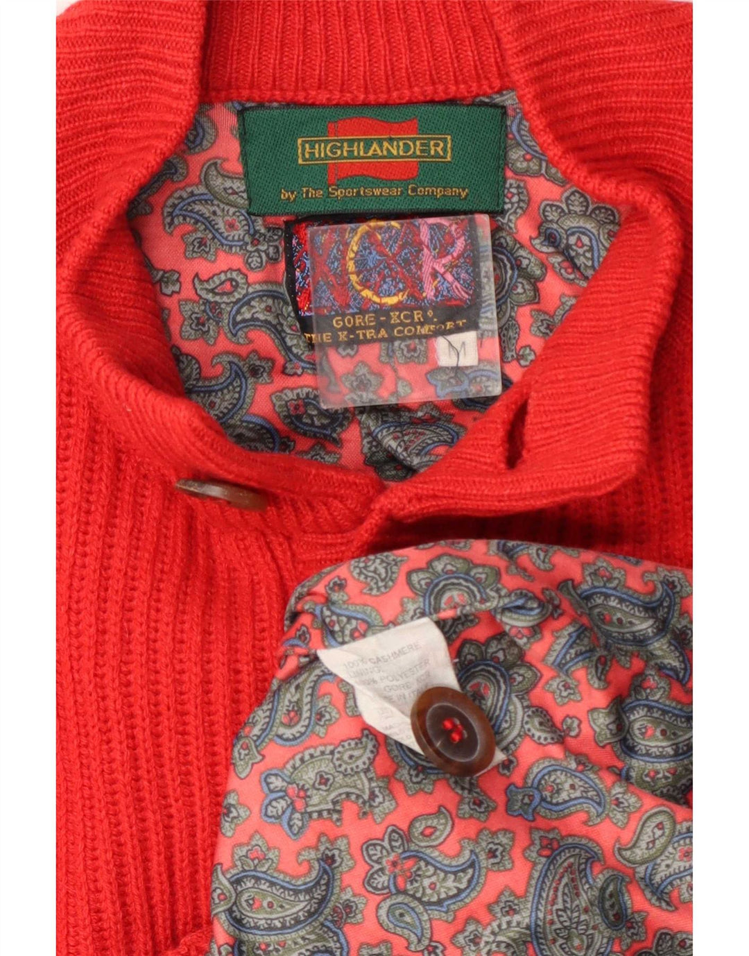 Highlander Mens Cardigan Sweater Medium Orange Cashmere