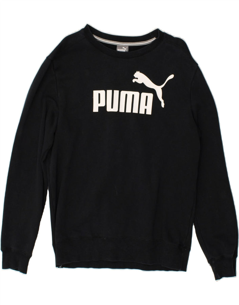 PUMA Mens Graphic Sweatshirt Jumper Medium Black | Vintage Puma | Thrift | Second-Hand Puma | Used Clothing | Messina Hembry 