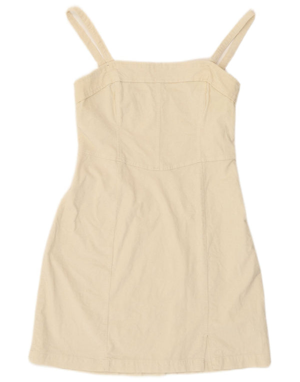 Hollister Womens Corduroy Sundress UK 12 Medium Off White Cotton