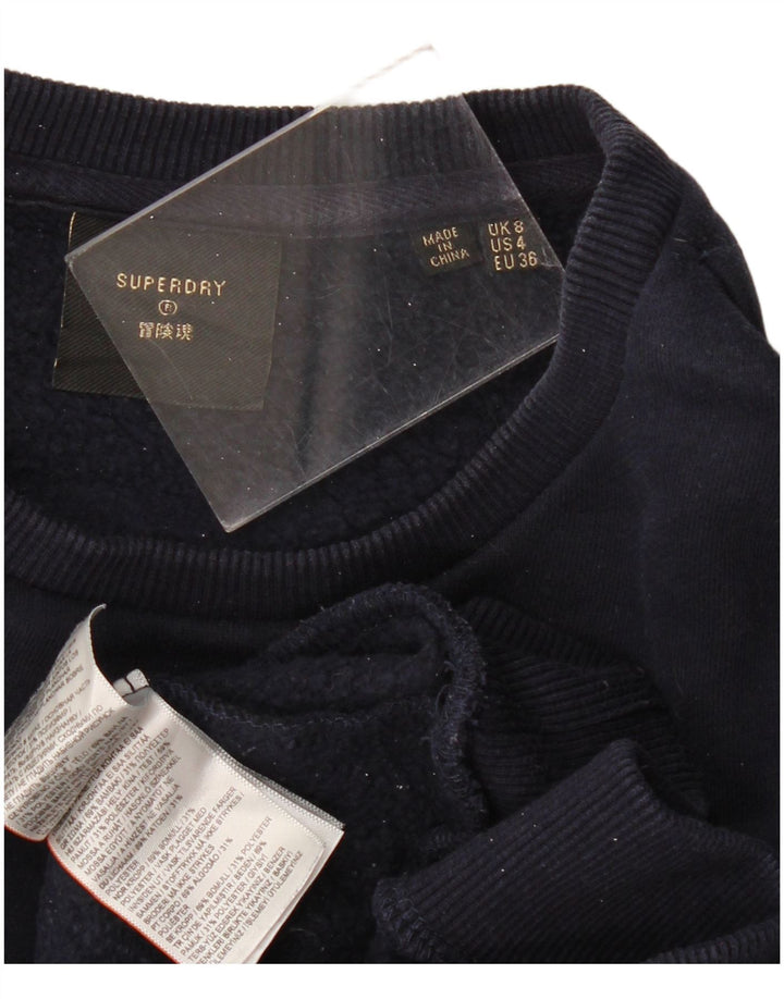 SUPERDRY Womens Graphic Oversized Sweatshirt Jumper UK 8 Small  Navy Blue