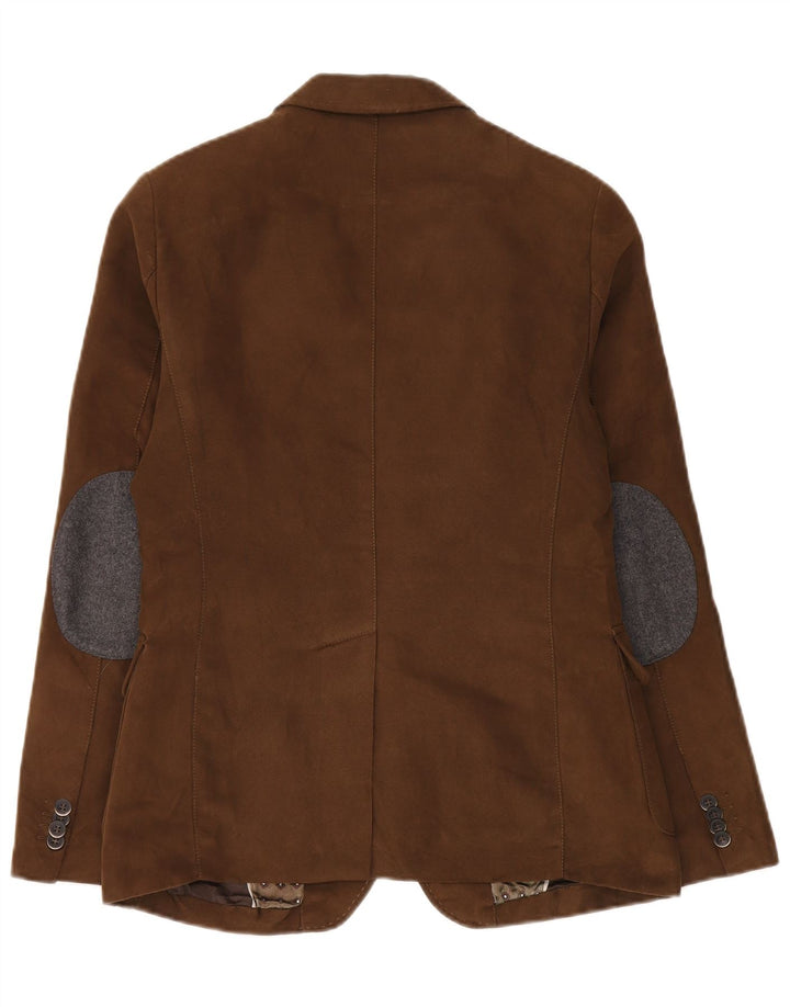 ZARA Mens 2 Button Suede Blazer Jacket EU 48 Medium Brown