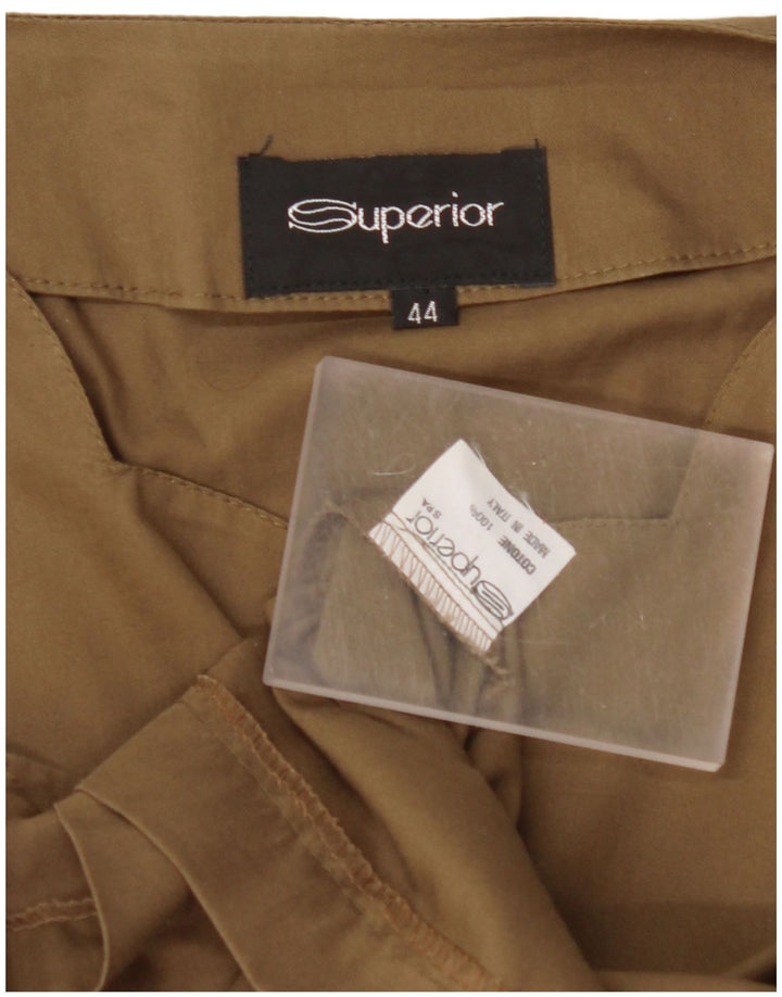 SUPERIOR Womens Crop Sleeveless Shirt Blouse IT 44 Medium Khaki Cotton