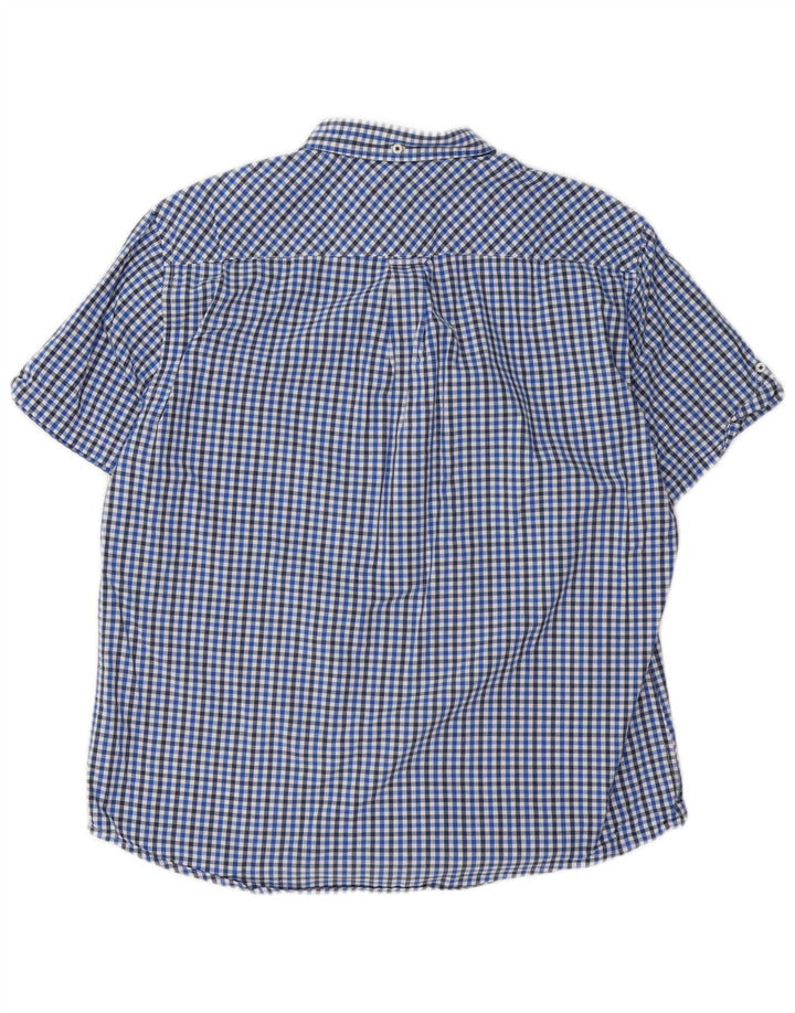 Ben Sherman Mens Short Sleeve Shirt XL Blue Gingham Cotton