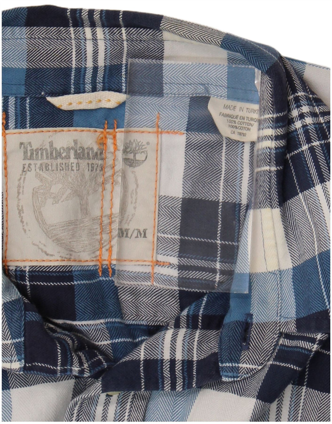 Timberland Mens Flannel Shirt Medium Blue Check Cotton