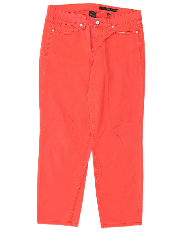 Calvin Klein Womens Slim Fit Cropped Trousers US 10 Medium W30 L26 Red
