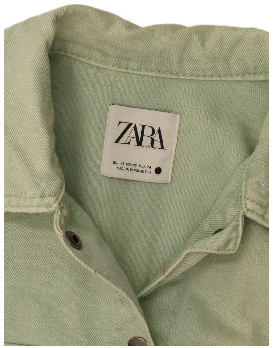 Zara Womens Oversized Denim Jacket UK 6 XS Green